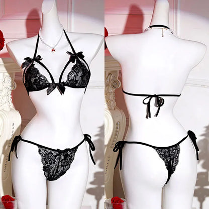 Conjunto de Lingerie em Renda – Sutiã Push-Up sem Aros