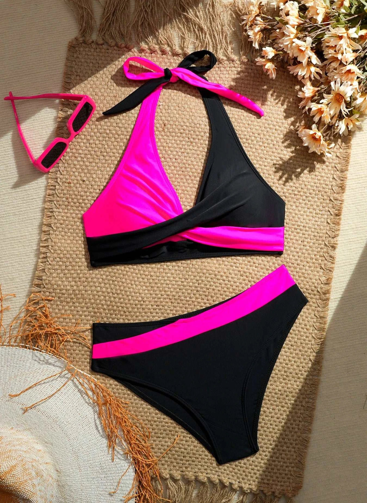Conjunto bikini halter cintura alta XXL vista lateral – Vanthéon